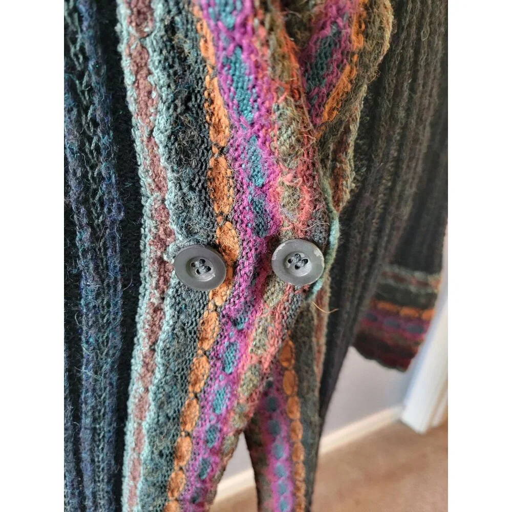 Peruvian Connection Hunter Green Long Duster Size S Bohemian Hippie Lagenlook - Picture 3 of 11